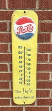 Vintage 1956 Pepsi Cola Embossed Metal Thermometer Sign Works RA-56 M-213 USA picture