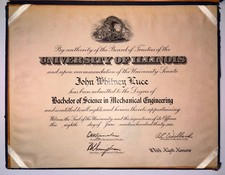 1936 University of Illinois Engineering Diploma High Honors Dr A.C. Willard picture