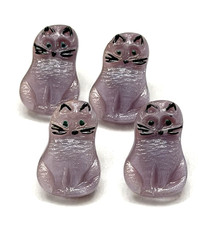 Vintage Set of 4 Czech Purple Moonglow Glass CAT Buttons - 11/16