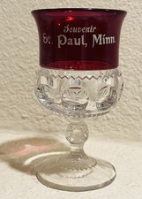 Antique EAPG King's Crown Ruby Flash Souvenir Goblet St. Paul, Minn 4.5