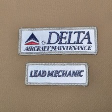 Vintage DELTA AIR LINES Aircraft Maintenance And Lead Mechanic Uniform Patches picture