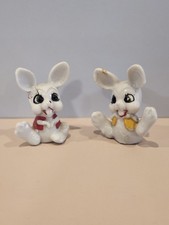 Adorable~Vintage~Silly White Bunny Rabbits In Vests~Figurines~Anthromorphic picture