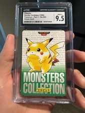 Bandai 1996 Carddass Japanese Pokemon Pikachu #025 Green Card CGC 9.5 Very Clean picture