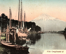 c1910 JAPAN FUJI FROM TAGONOURA SHIPS JAPAN TEA ADVERTISING POSTCARD 46-139 picture