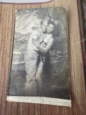 Vtg Pretty Hula Girl Handsome Sailor Arcade Photo Showing Affection WWII HAWAII picture
