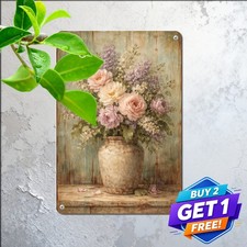 Spring Hydrangea Floral Bouquet Tin Sign Living Room Garden Metal Plaque 8x12 picture