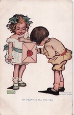 Postcard Vin(2)ND,ParkRiver Cupid Man/Woman,Auto, M yHeart all for you 911 picture