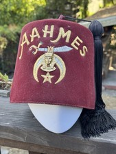 Vintage Freemason Fez Hat Mason Shriner AAHMES Cap/ D. Turin & Co picture