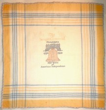 RARE Lot 2 1926 Vintage Phila Sesqui-Centennial Souvenir Cotton Handkercheifs picture