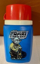 Vintage 1981 Yoda Empire Strikes Back Blue Thermos Red Cup Clean Excellent picture