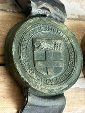 Antique Ireland Ulster King of Arms Green Wax Seal in Brass Crown Box  picture