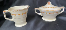 Vintage Grindley 8 oz Creamer & Sugar Bowl Set Ivory Floral Trim Made in England picture