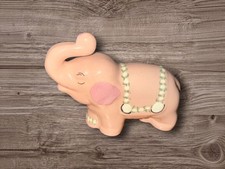 Vintage Elephant Figurine Pink Cute Marked Calif J Pottery  picture
