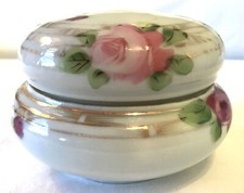 Antique NIPPON Handpainted Floral Trinket Dish with Lid picture