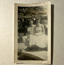 Vintage Original 1947 B&W Snapshot Photo of Couple Outdoors Handwritten Caption picture