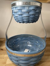 Dresden (Longaberger Co) Blue & Natural Basket  2 Level Fruit Veggie Decor picture