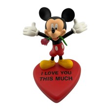 Disney Store Mickey Mouse I Love You This Much Valentine Figurine Rose Heart picture