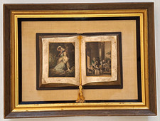 Vintage Sungott Hand Colored Antique Engravings 3D Open Book Shadow Box Framed picture