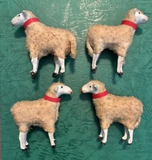 Four Putz Vintage Sheep, Germany, Red Ribbons, Christmas picture