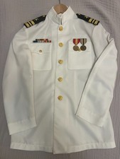 1987 US Navy Lt. Commander O4 Dress White Uniform Set w/Medals & Bag Top Gun Era picture