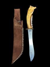 Antique Primitive Knife  Early 1900s  Hand Carved Folk Art Bear Pommel picture