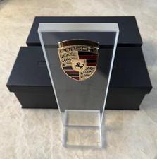 PORSCHE OFFICIAL CRYSTAL PYLON WITH TWO PORSCHE  CRESTS AND PRESENTATION BOX NEW picture