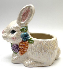 Bunny Rabbit Planter Multicolor Luster Finish Hermitage Potteries picture