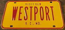 Vintage Visit Old Westport License Plate Kansas City Missouri STEEL picture