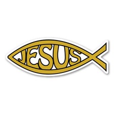 Gold Jesus Fish Mini Magnet picture
