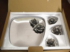 Vtg Rosalind Walshe Gold Canyon Mirrored Silver Plate Trinket Vanity Candle Tray picture