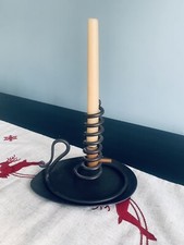 Stone County Ironworks Hand Forged Iron COURTING CANDLE HOLDER With Drip Pan picture