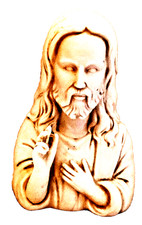 Vintage Sacred Heart Jesus Christ Bust Catholic Statue Figurine JSNY Taiwan picture