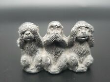 See Speak Hear No Evil Monkeys Pewter Mini Miniature Art Sculpture 7/8” Figurine picture