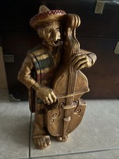 Large Vintage Mexican Mariachi Bass Player Statuette Chalkware Plasterware 1969 picture