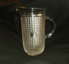 Clear Hobnail Glass Pitcher 56 oz Clear Circle Center picture