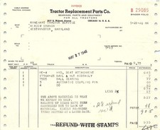 1946 Tractor Replacement Parts Co. invoice, Chicago IL picture