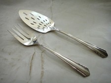 1934 vintage ONEIDA Wm ROGERS A1 PLUS SILVERPLATE FLATWARE MALIBU serve fork pie picture