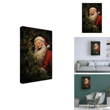 Imagine It Images Santa Laughing with a Christmas Wreath Wrapped Canvas 16x24 picture