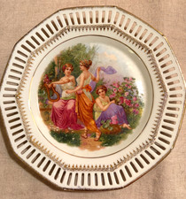 Antique Bavaria  Reticulated Porcelain Plate With Grecian Ladies picture