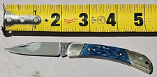 Steel Warrior Vintage Blue Grips Single Blade Folding Pocket Knife picture