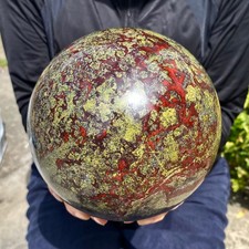 13.73LB Natural dragon blood stone quartz sphere crystal ball reiki healing picture