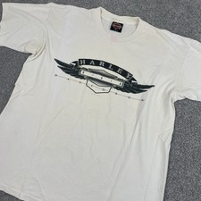 Harley Davidson T Shirt Mens L USA 90s 1994 Vintage Y2K Ann Arbor MI Eagle White picture