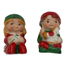 Vintage 1983 Avon Boy and Girl Elf Salt and Pepper Shakers Christmas Holiday  picture