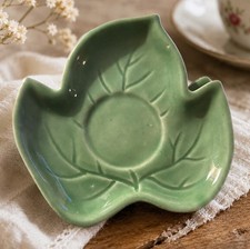 Vintage Set 9 Celadon Green Leaf Coasters Occupied Japan Mid Century 1945-52 EUC picture