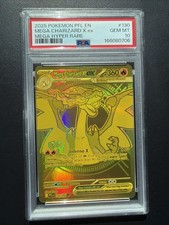 2025 Pokemon PFL En Mega Hyper Rare #130 Mega Charizard X Ex PSA 10 GEM MINT picture
