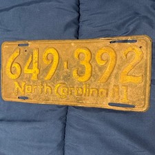 Vintage North Carolina License Plate 1941 #649~392 N.C. License Plate Expired picture