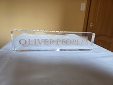 OLIVER PEOPLES EYEWEAR  DISPLAY, PLAGUE, SIGN. PLEXIGLASS/HEAVY GLASS. 1 LB 2 OZ picture