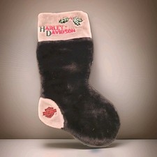 Harley Davidson Christmas Stocking VTG 2000 Black Plush 18