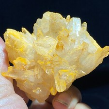 122g Natural White Skeletal Quartz Yellow Coating Mineral Specimen picture