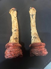 pair of Chinese hand carved bovine bone figures 11 inch sculptures picture